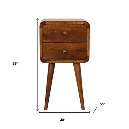 22" Brown Solid Wood Two Drawer Nightstand HomeRoots