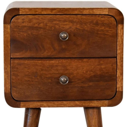 22" Brown Solid Wood Two Drawer Nightstand HomeRoots