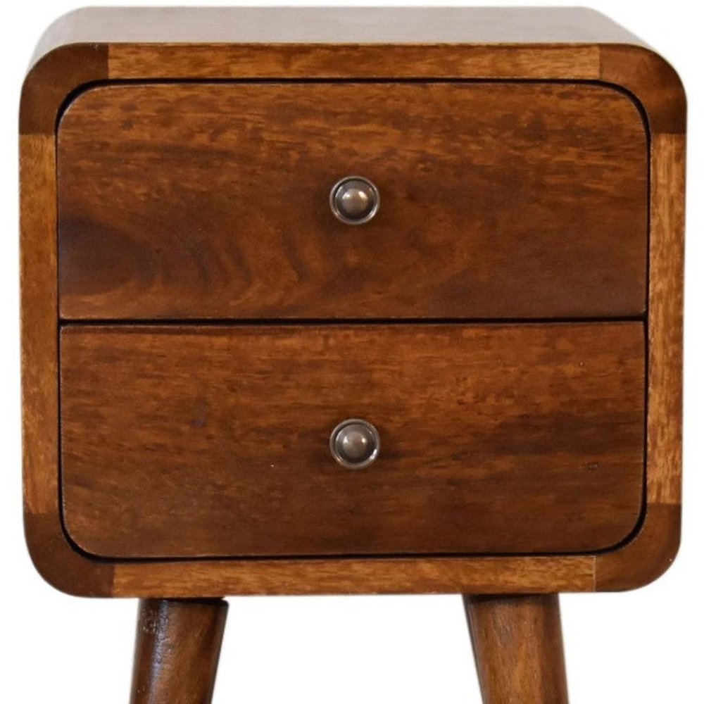 22" Brown Solid Wood Two Drawer Nightstand HomeRoots