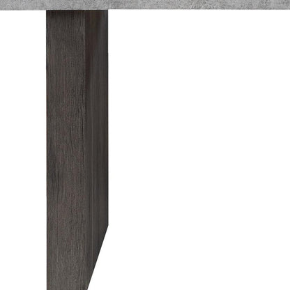 78" Gray and Dark Brown Faux Marble and Wood Double Pedestal Base Dining Table HomeRoots