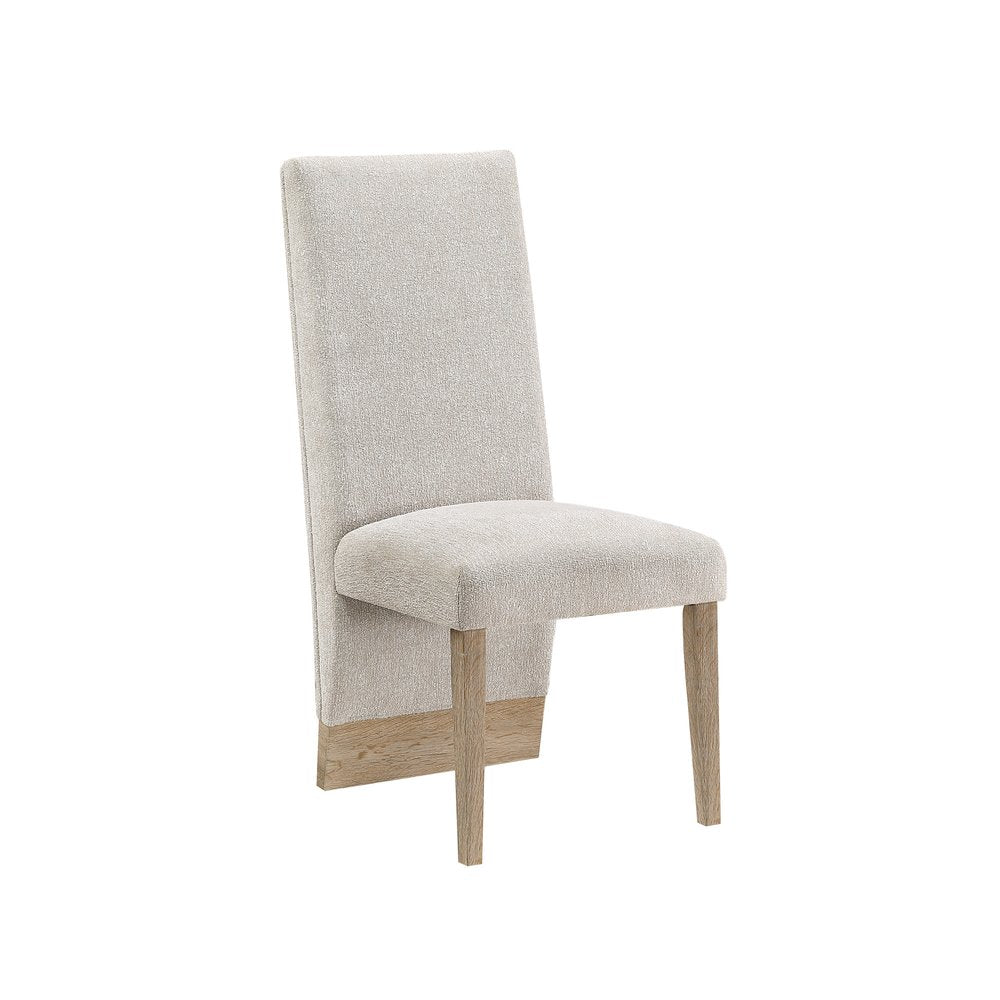 Set of Two Beige And Natural Upholstered And Wood Dining Side Chairs HomeRoots