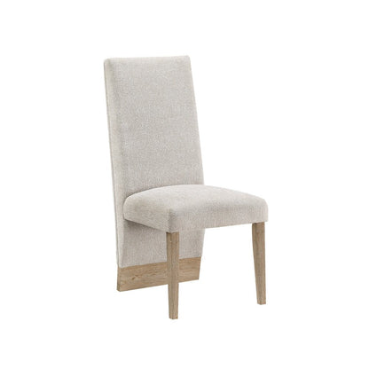 Set of Two Beige And Natural Upholstered And Wood Dining Side Chairs HomeRoots
