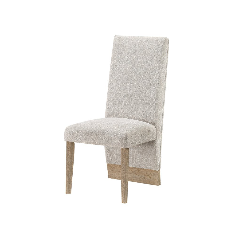 Set of Two Beige And Natural Upholstered And Wood Dining Side Chairs HomeRoots