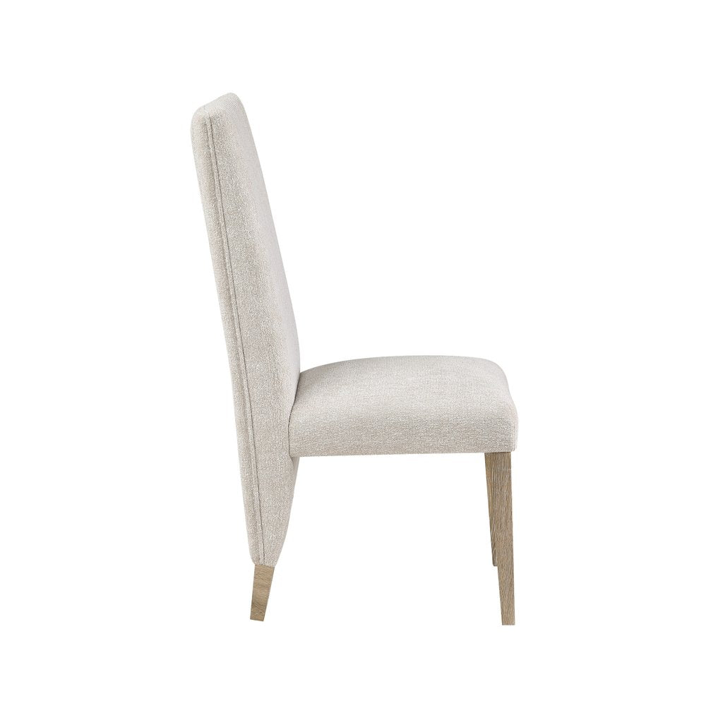 Set of Two Beige And Natural Upholstered And Wood Dining Side Chairs — view 4