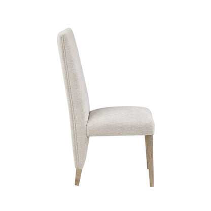 Set of Two Beige And Natural Upholstered And Wood Dining Side Chairs HomeRoots