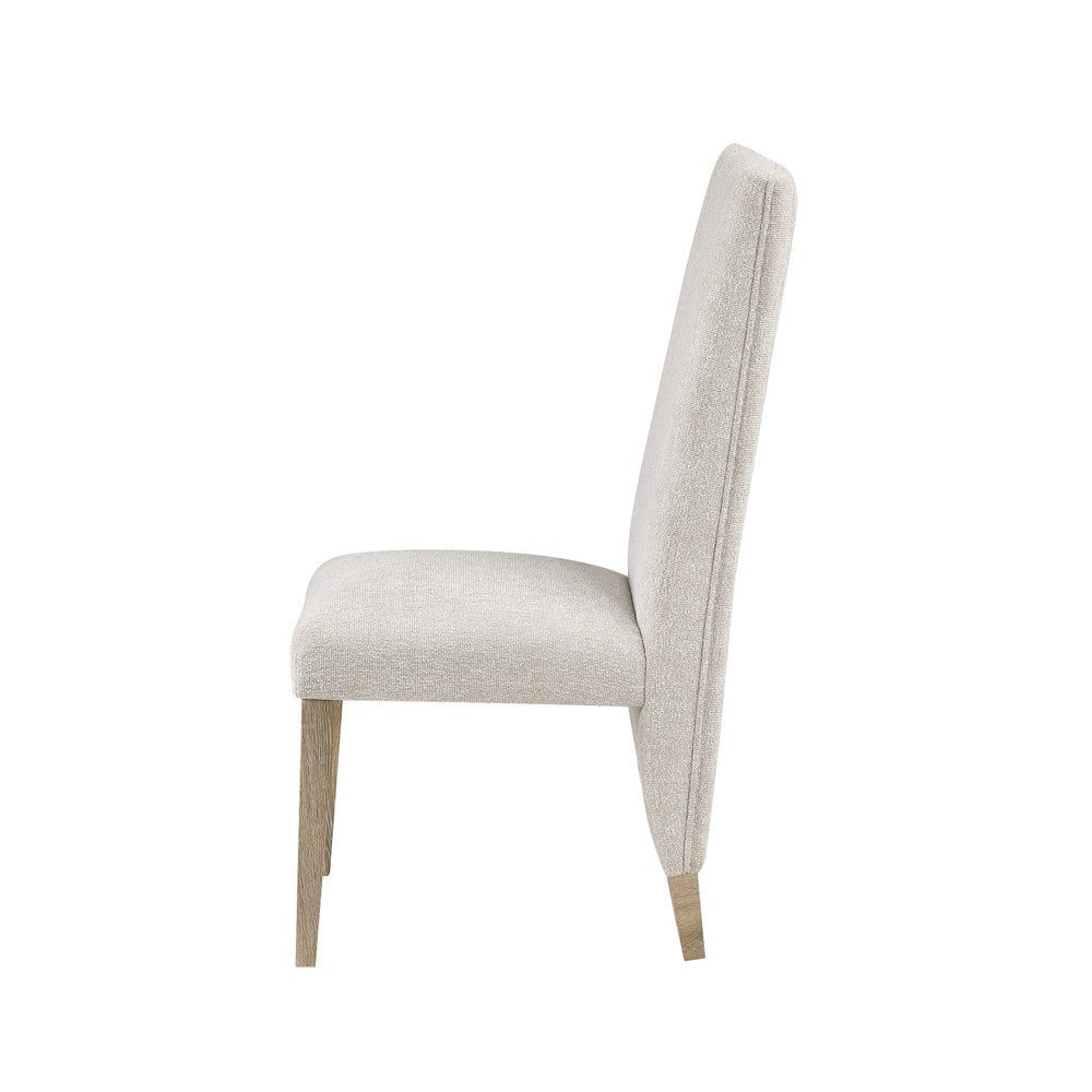Set of Two Beige And Natural Upholstered And Wood Dining Side Chairs HomeRoots