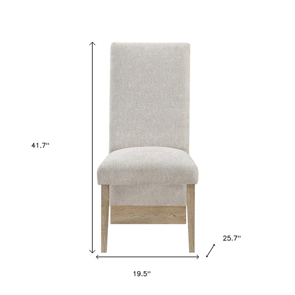 Set of Two Beige And Natural Upholstered And Wood Dining Side Chairs HomeRoots