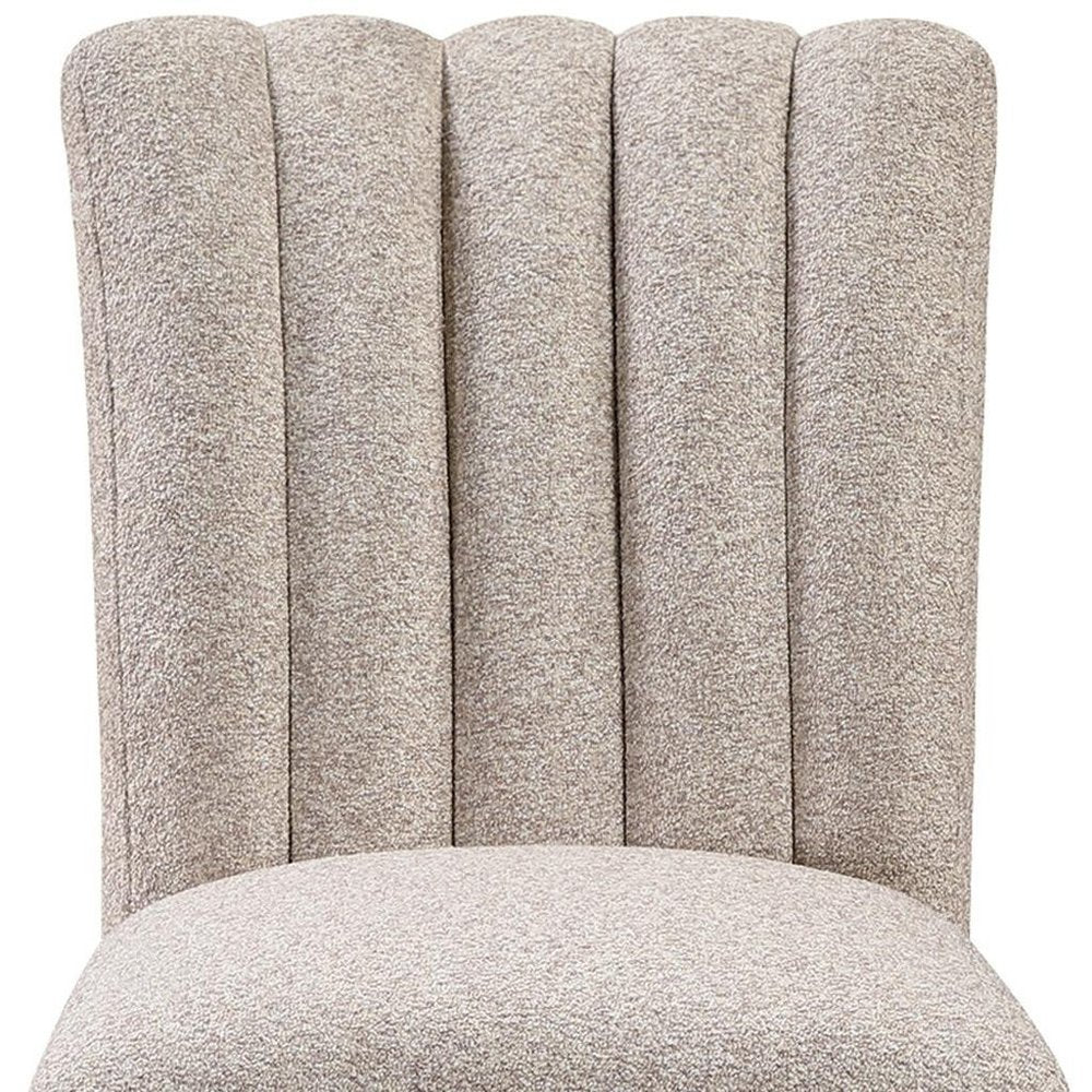 Set of Two 26" Beige And Natural Fabric And Wood Bar Height Bar Chairs HomeRoots