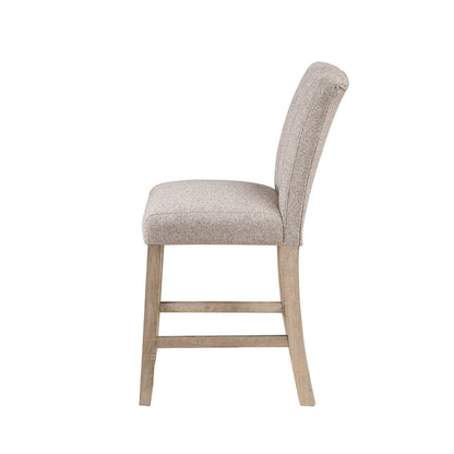 Set of Two 26" Beige And Natural Fabric And Wood Bar Height Bar Chairs HomeRoots
