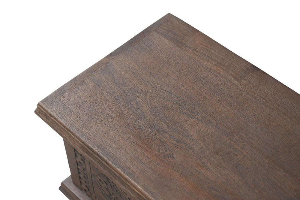 54" Brown Solid Wood Medallion Ottoman With Storage — view 5