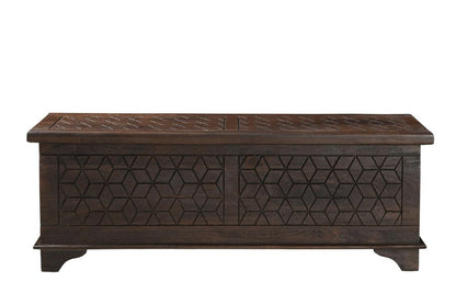52" Brown Solid Wood Geometric Storage Ottoman HomeRoots
