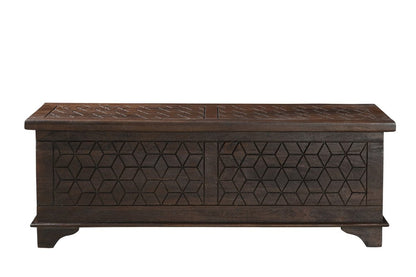 52" Brown Solid Wood Geometric Storage Ottoman HomeRoots