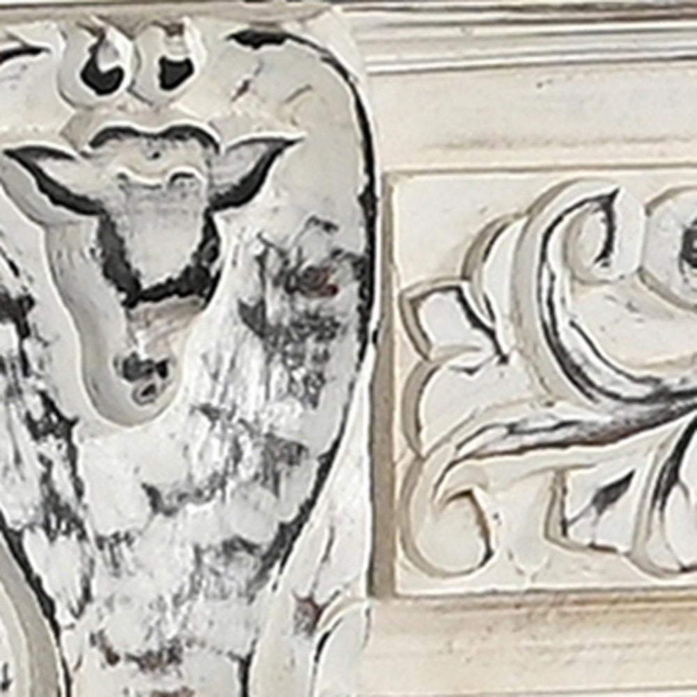 118" White Distressed Solid Wood Carved Floral Six Drawer Sideboard with Six Doors HomeRoots
