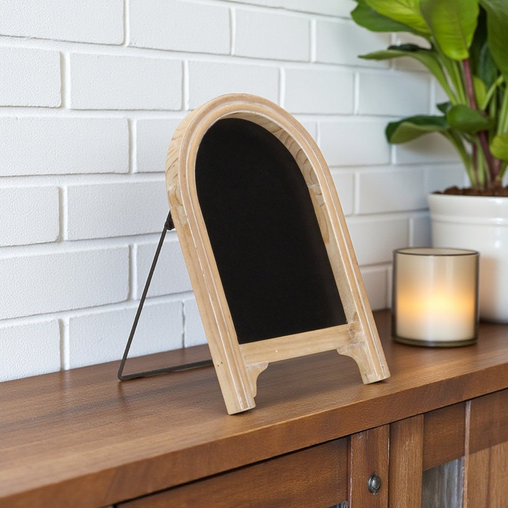 12" Natural Wood Tabletop Easel Chalk Board HomeRoots