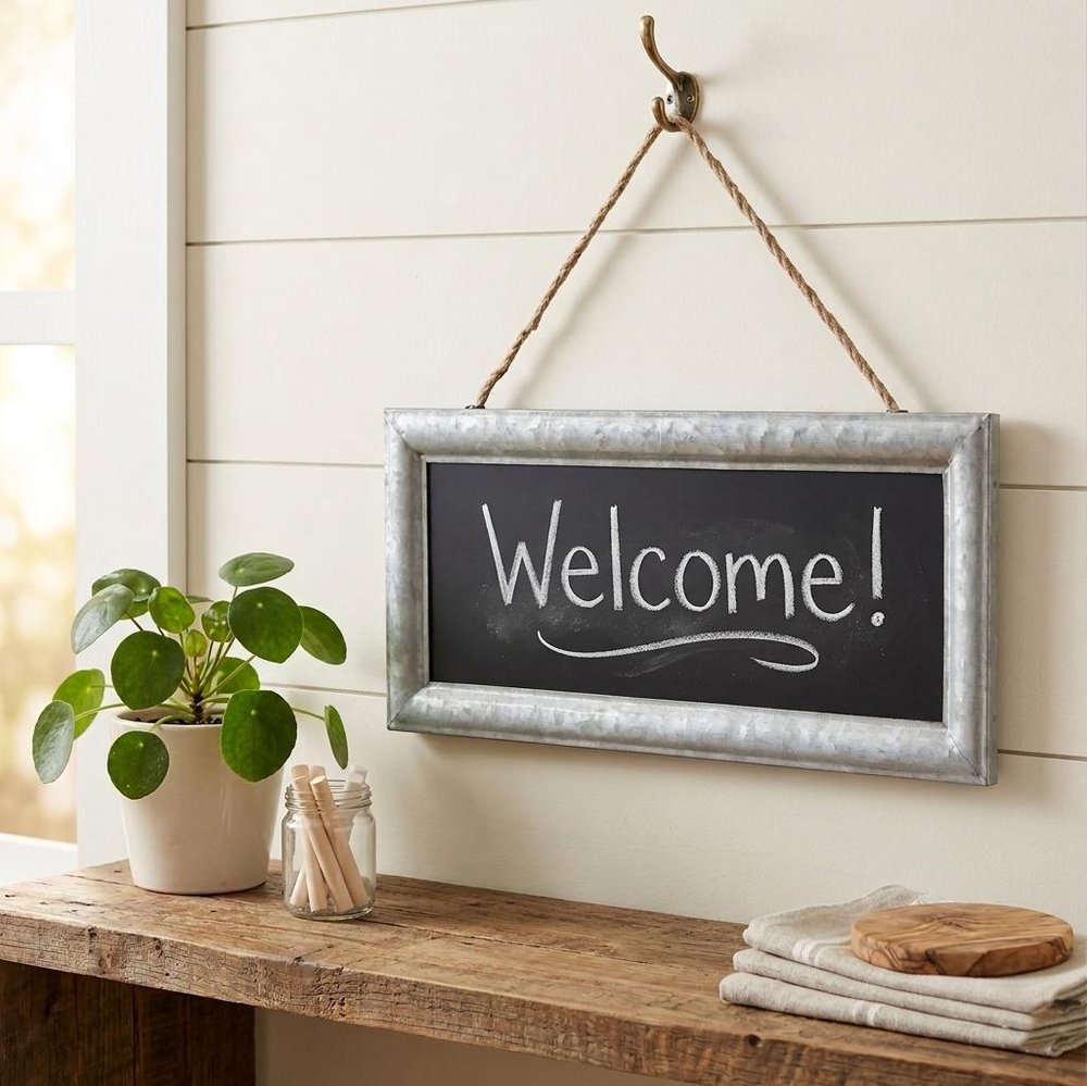 10" X 22" Gray Metal Hanging Chalkboard — view 7