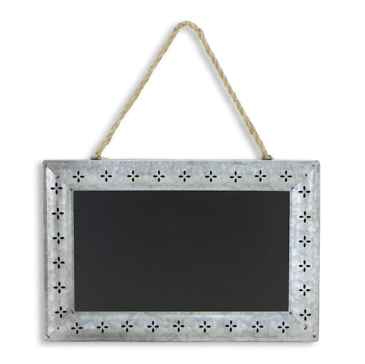 10" X 14" Gray Floral Metal Hanging Chalkboard