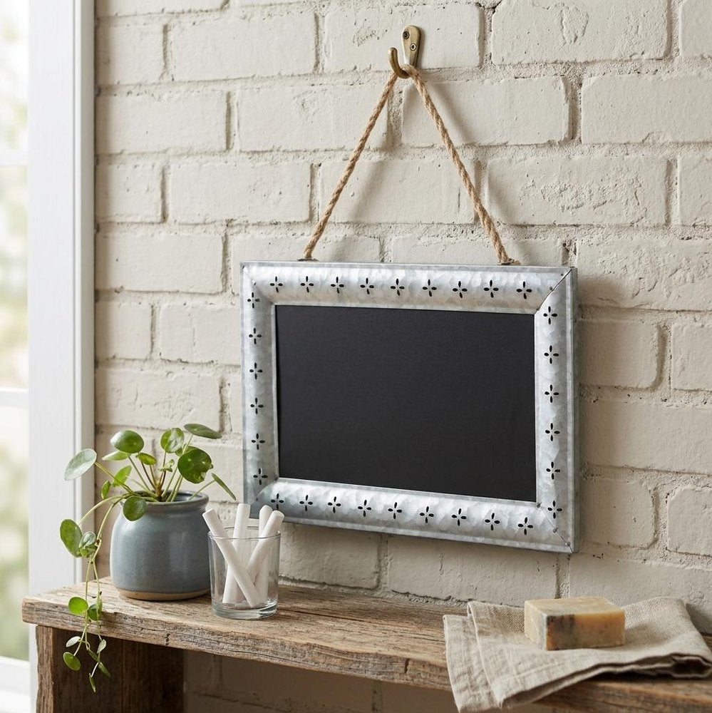 10" X 14" Gray Floral Metal Hanging Chalkboard — view 9