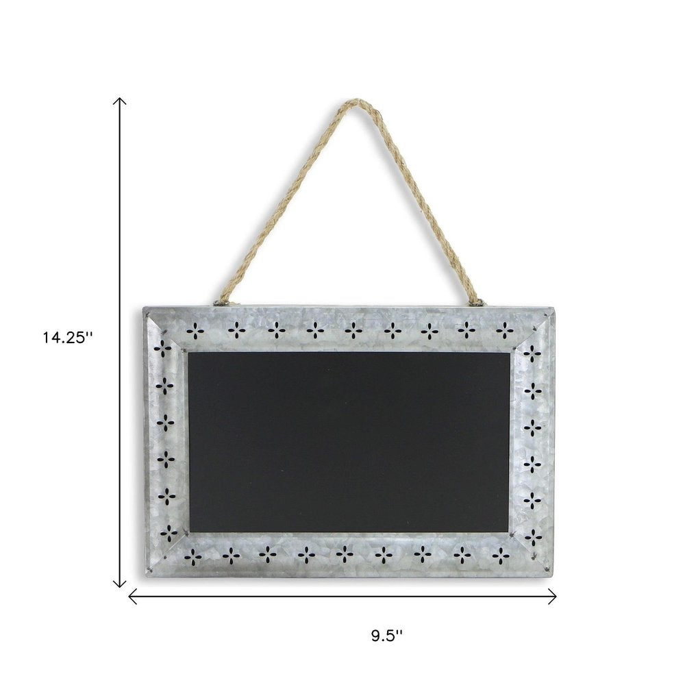 10" X 14" Gray Floral Metal Hanging Chalkboard — view 7