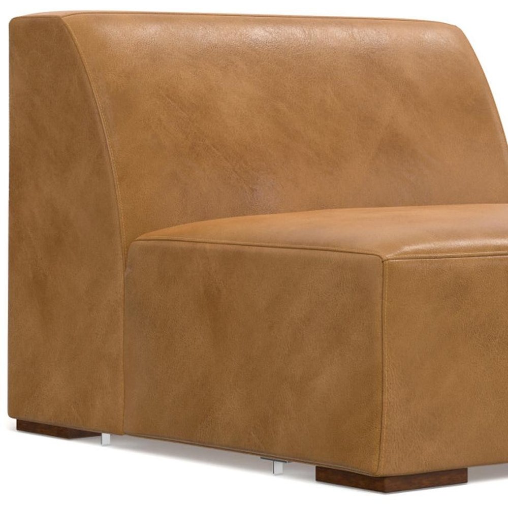 34" Sienna and Brown Leather Arm Chair HomeRoots