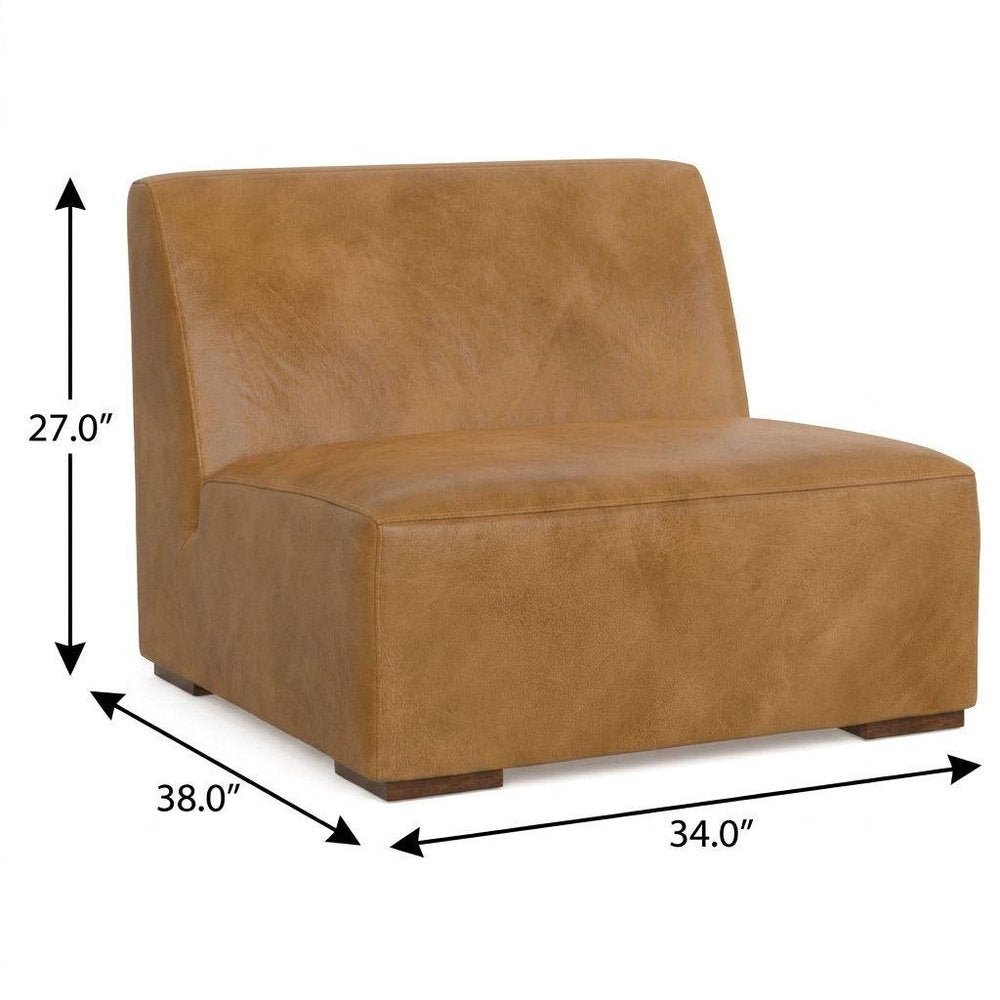 34" Sienna and Brown Leather Arm Chair HomeRoots