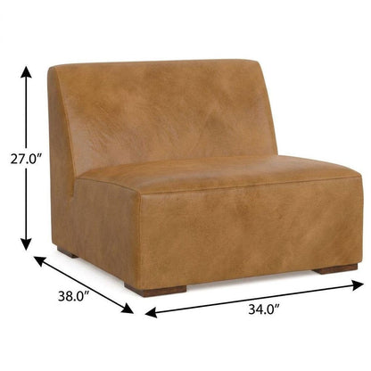 34" Sienna and Brown Leather Arm Chair HomeRoots