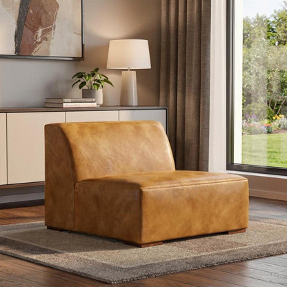 34" Sienna and Brown Leather Arm Chair HomeRoots