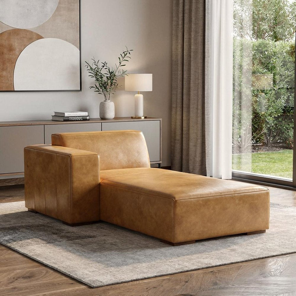 44" Sienna and Brown Leather Arm Chair HomeRoots