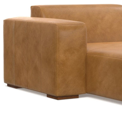 44" Sienna and Brown Leather Arm Chair HomeRoots