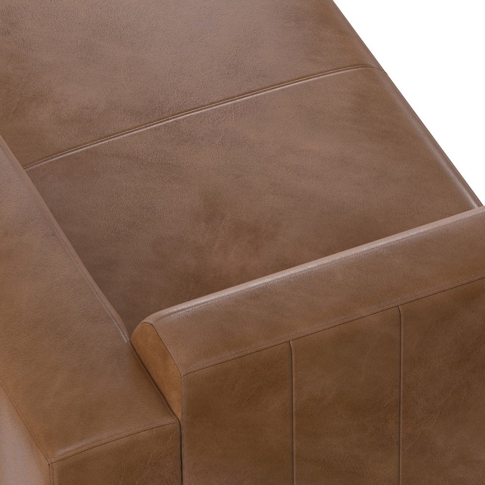 44" Brown Leather Arm Chair HomeRoots