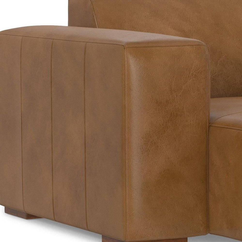 44" Brown Leather Arm Chair HomeRoots
