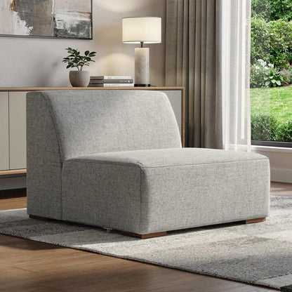 34" Gray and Brown Fabric Arm Chair HomeRoots