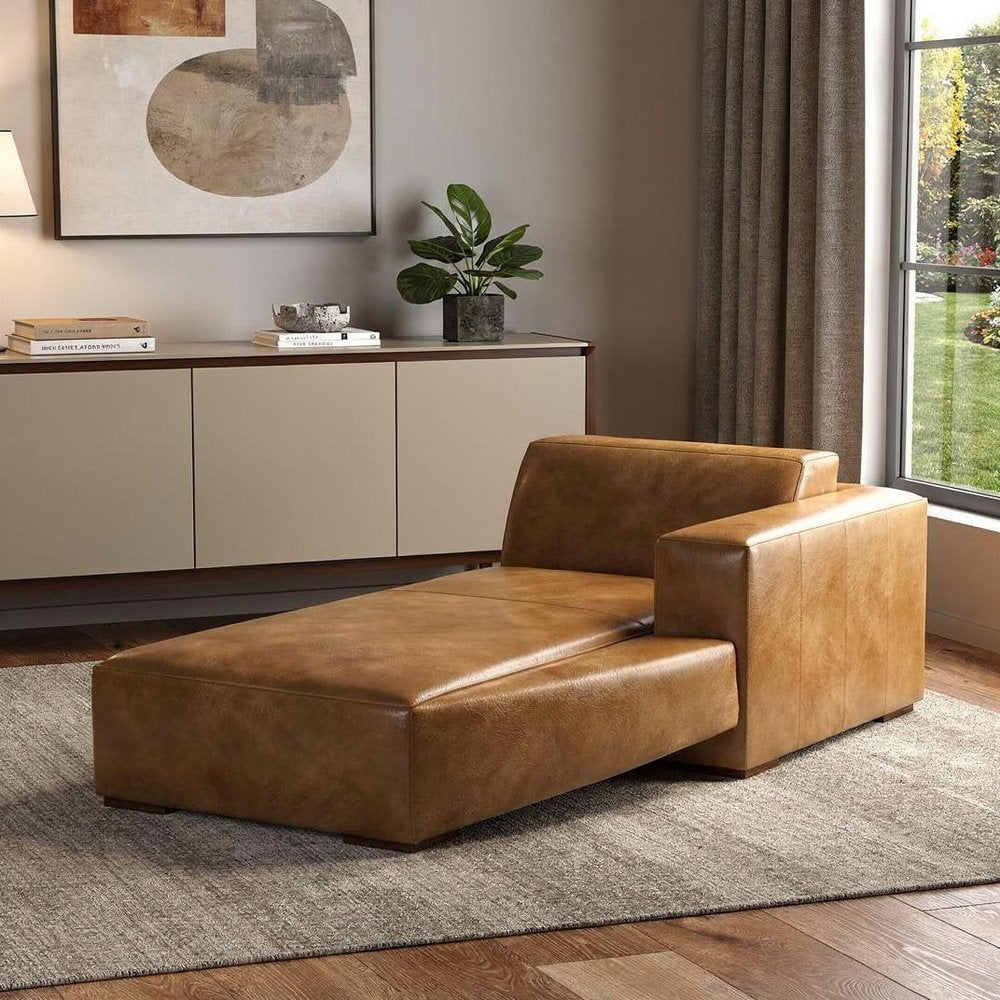 44" Sienna and Brown Leather Arm Chair HomeRoots