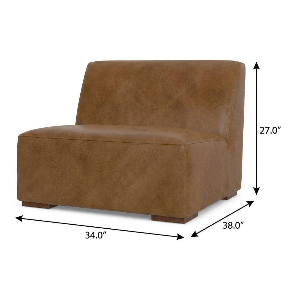 34" Brown Leather Arm Chair HomeRoots