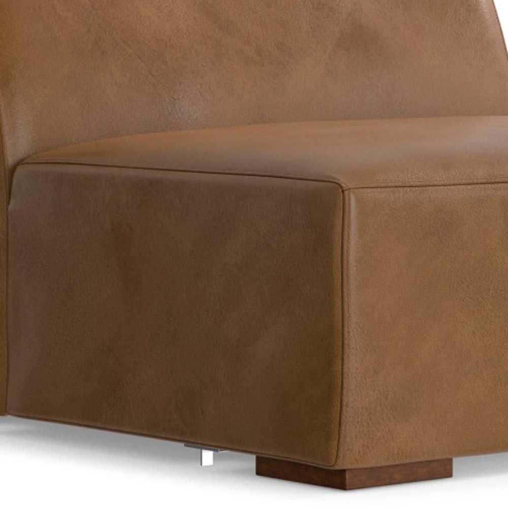 34" Brown Leather Arm Chair HomeRoots