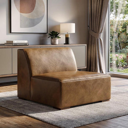 34" Brown Leather Arm Chair HomeRoots