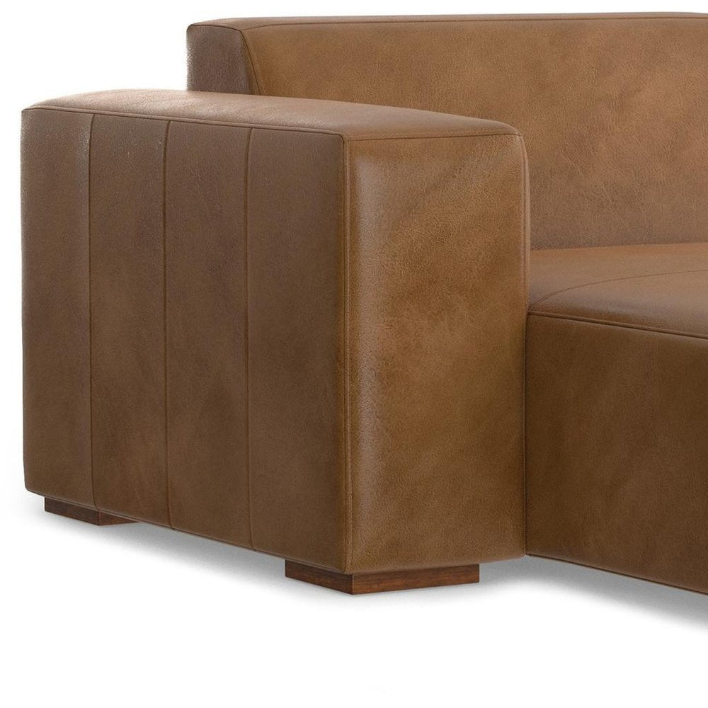 44" Brown Leather Arm Chair HomeRoots