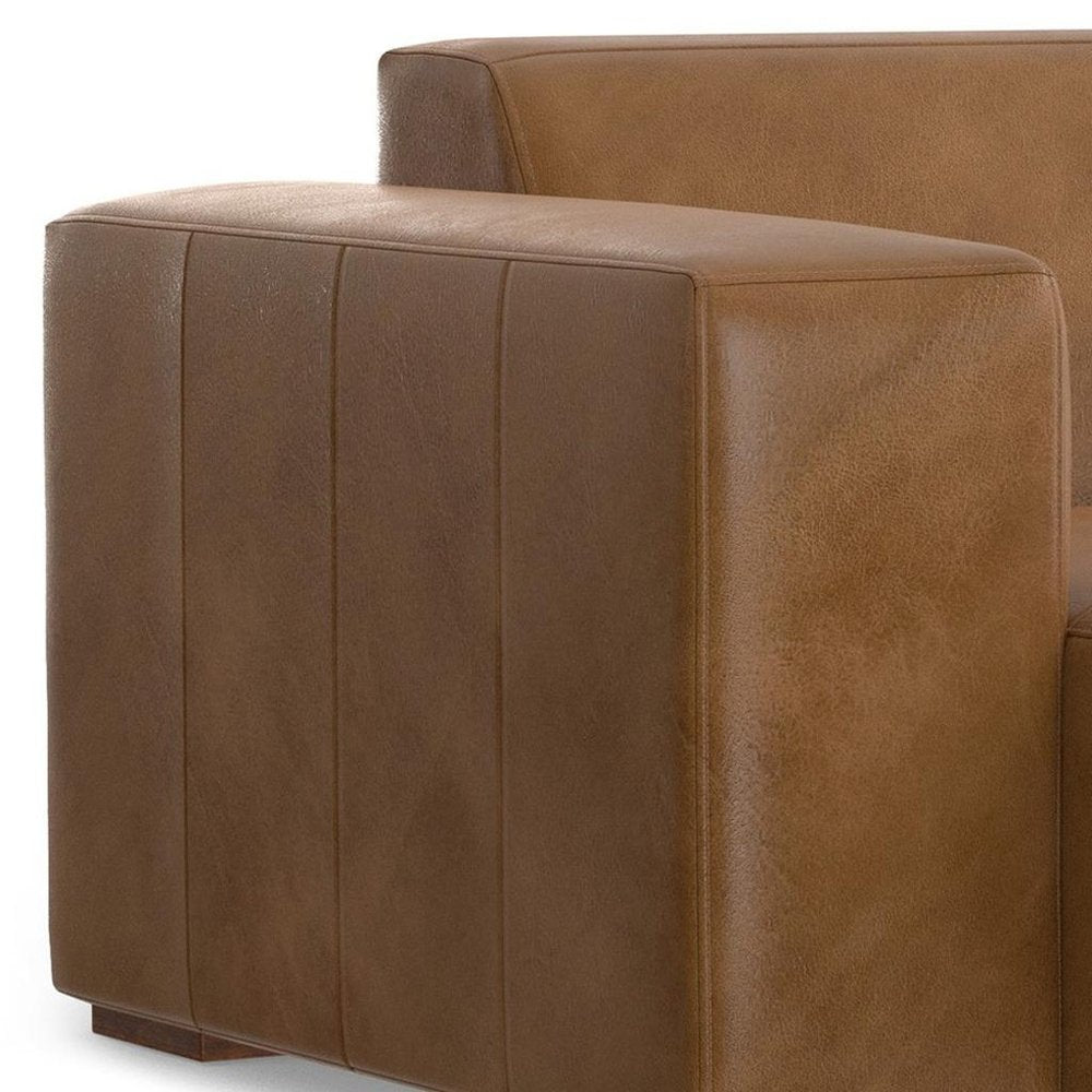 44" Brown Leather Arm Chair HomeRoots