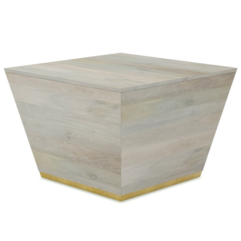 19" White and Brass Solid Wood Square Block End Table — view 5