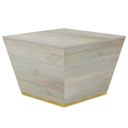 19" White and Brass Solid Wood Square Block End Table HomeRoots