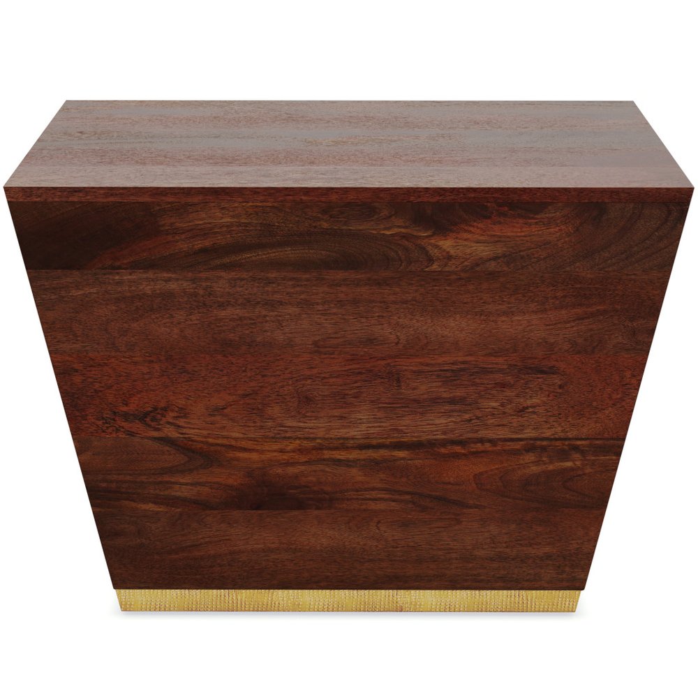 19" White and Brass Solid Wood Square Block End Table — view 8