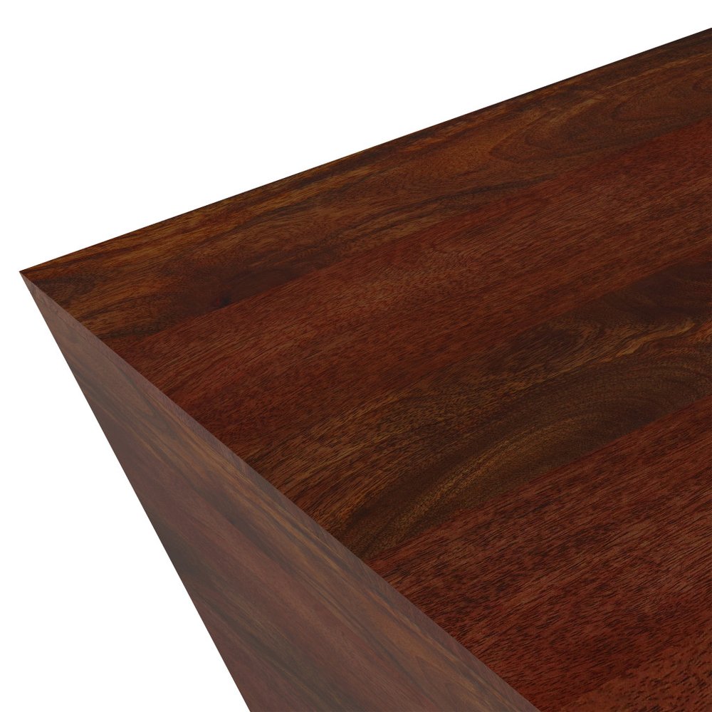 19" White and Brass Solid Wood Square Block End Table — view 9