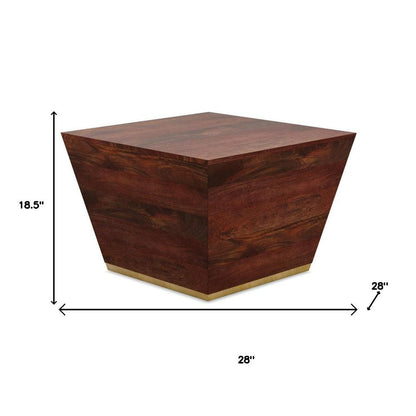 19" White and Brass Solid Wood Square Block End Table HomeRoots