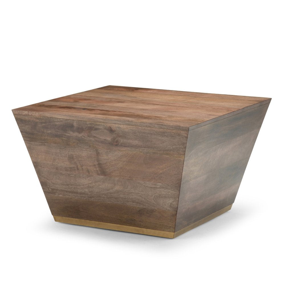 19" White And Brass Distressed Solid Wood And Brass Square Block End Table — view 14
