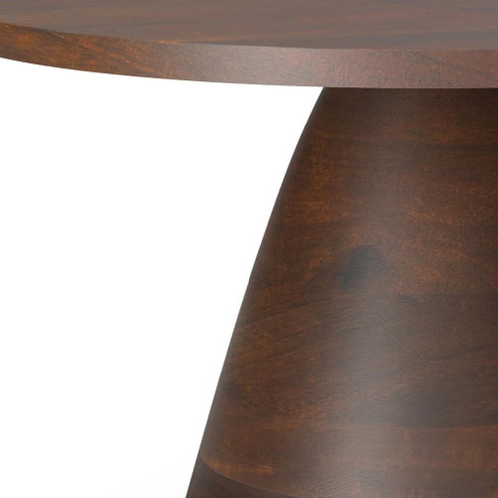 16" Walnut Solid Wood Round Pedestal End Table — view 4
