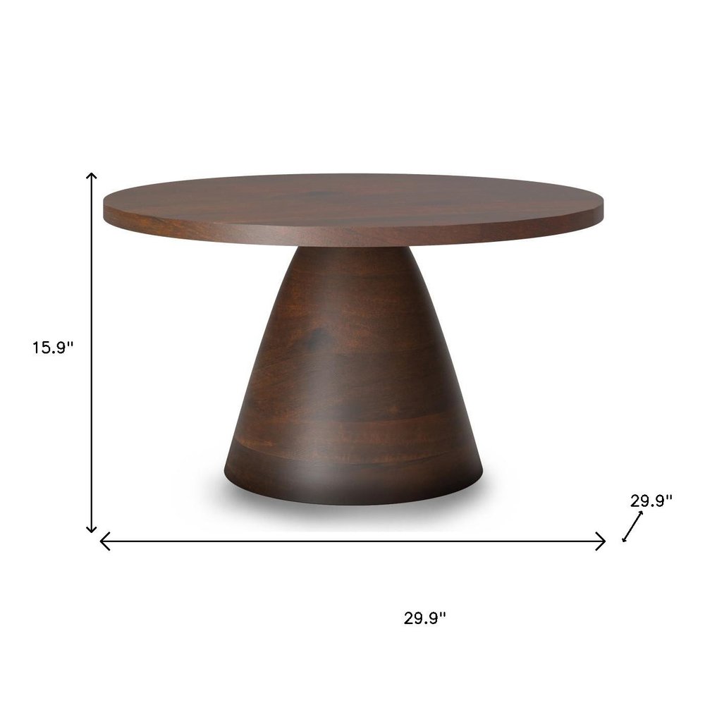 16" Walnut Solid Wood Round Pedestal End Table — view 6