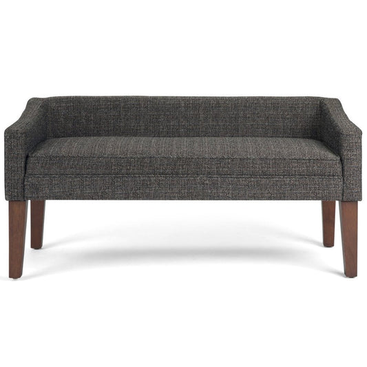 50" Beige And Brown Fabric And Wood Upholstered Bench