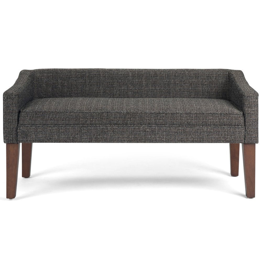 50" Beige And Brown Fabric And Wood Upholstered Bench — view 2