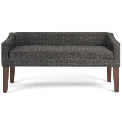 50" Beige And Brown Fabric And Wood Upholstered Bench