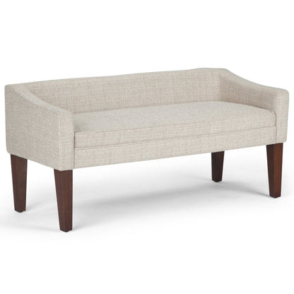 50" Dark Gray And Brown Fabric And Wood Upholstered Bench HomeRoots