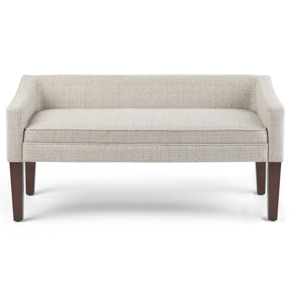 50" Dark Gray And Brown Fabric And Wood Upholstered Bench HomeRoots
